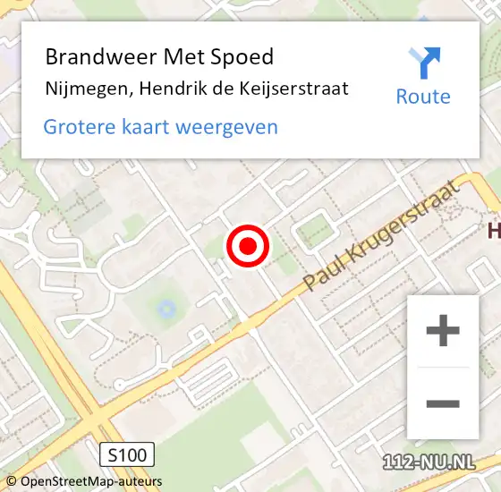 Locatie op kaart van de 112 melding: Brandweer Met Spoed Naar Nijmegen, Hendrik de Keijserstraat op 31 december 2024 22:57