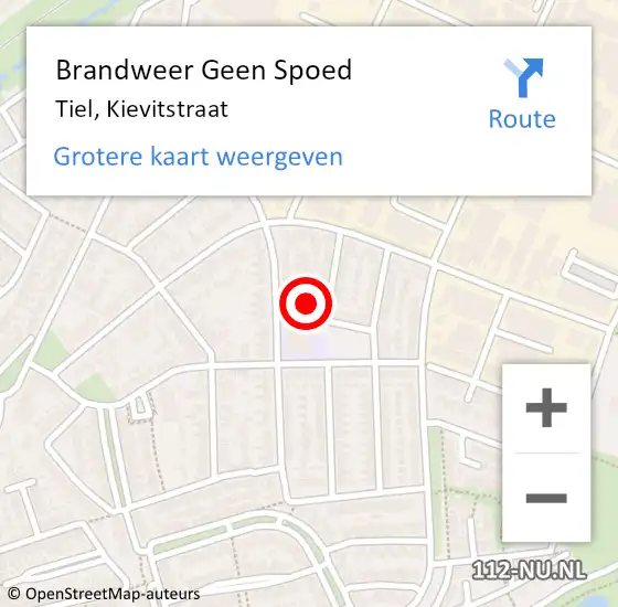 Locatie op kaart van de 112 melding: Brandweer Geen Spoed Naar Tiel, Kievitstraat op 31 december 2024 22:58