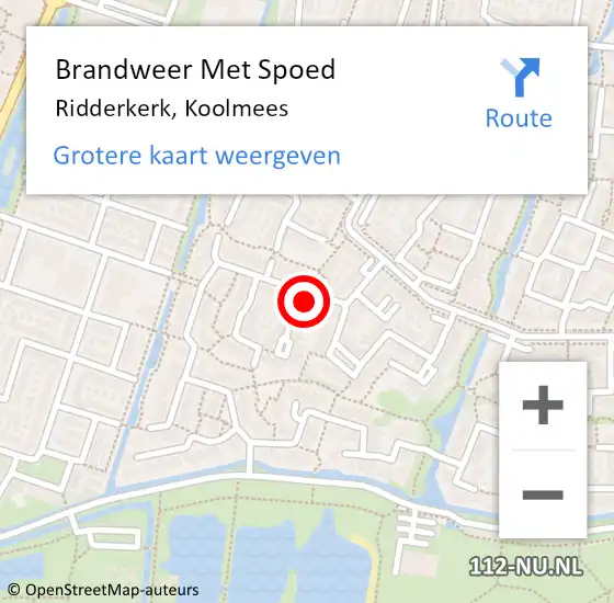 Locatie op kaart van de 112 melding: Brandweer Met Spoed Naar Ridderkerk, Koolmees op 31 december 2024 22:59