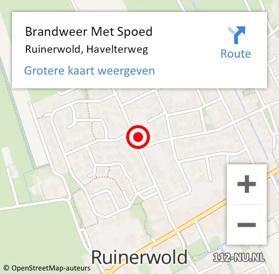 Locatie op kaart van de 112 melding: Brandweer Met Spoed Naar Ruinerwold, Havelterweg op 31 december 2024 23:02