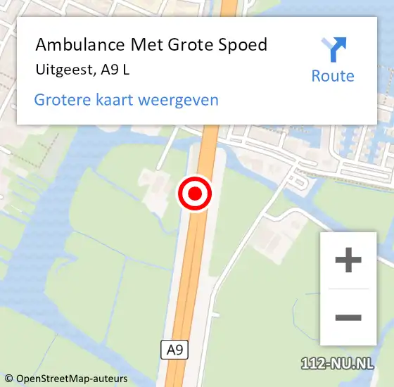 Locatie op kaart van de 112 melding: Ambulance Met Grote Spoed Naar Uitgeest, A9 L op 1 november 2014 10:42