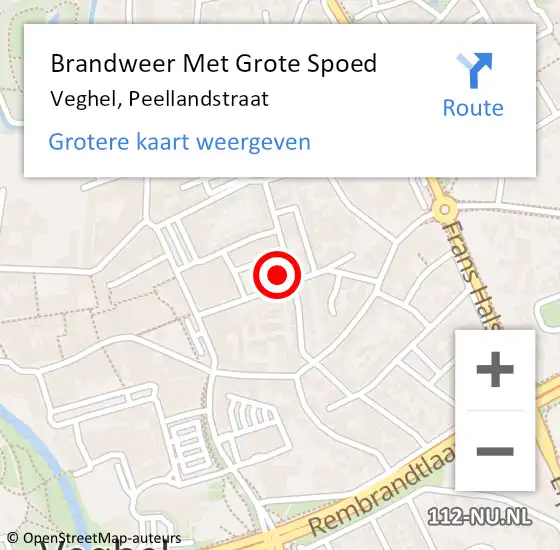 Locatie op kaart van de 112 melding: Brandweer Met Grote Spoed Naar Veghel, Peellandstraat op 31 december 2024 23:07