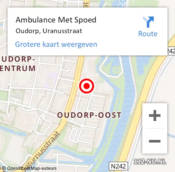 Locatie op kaart van de 112 melding: Ambulance Met Spoed Naar Oudorp, Uranusstraat op 31 december 2024 23:07