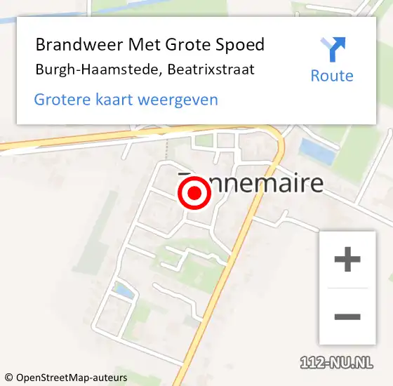 Locatie op kaart van de 112 melding: Brandweer Met Grote Spoed Naar Burgh-Haamstede, Beatrixstraat op 31 december 2024 23:10