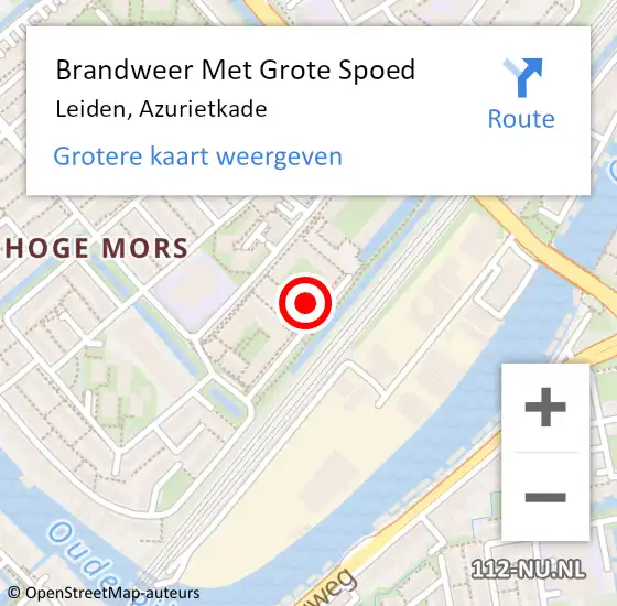 Locatie op kaart van de 112 melding: Brandweer Met Grote Spoed Naar Leiden, Azurietkade op 31 december 2024 23:11