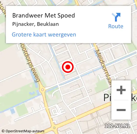 Locatie op kaart van de 112 melding: Brandweer Met Spoed Naar Pijnacker, Beuklaan op 31 december 2024 23:14