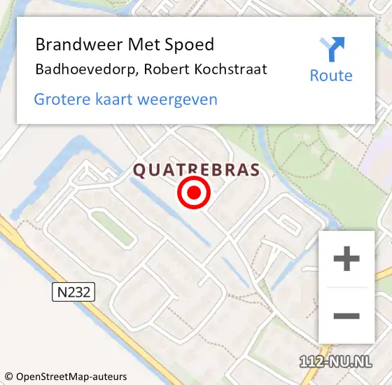 Locatie op kaart van de 112 melding: Brandweer Met Spoed Naar Badhoevedorp, Robert Kochstraat op 31 december 2024 23:15