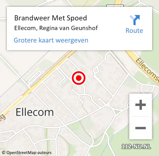 Locatie op kaart van de 112 melding: Brandweer Met Spoed Naar Ellecom, Regina van Geunshof op 31 december 2024 23:19