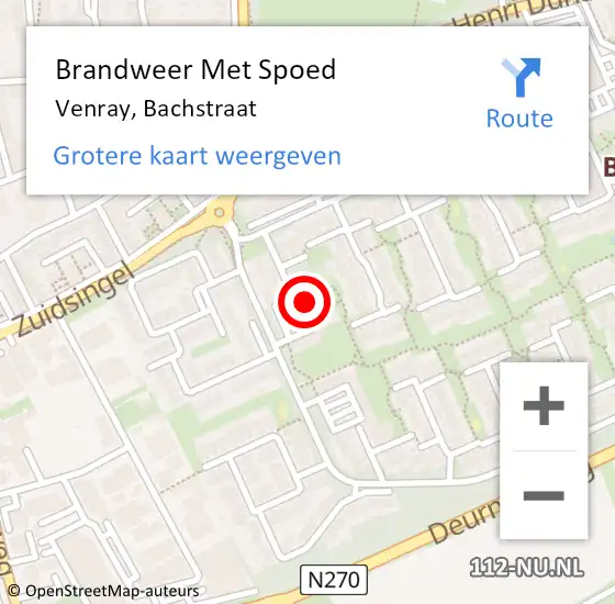 Locatie op kaart van de 112 melding: Brandweer Met Spoed Naar Venray, Bachstraat op 31 december 2024 23:21