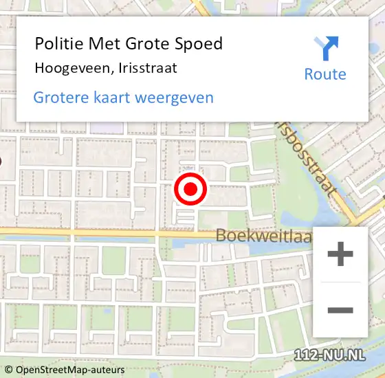 Locatie op kaart van de 112 melding: Politie Met Grote Spoed Naar Hoogeveen, Irisstraat op 31 december 2024 23:24