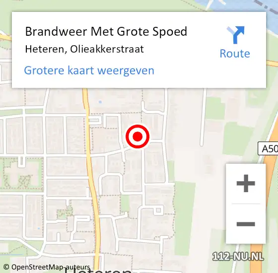 Locatie op kaart van de 112 melding: Brandweer Met Grote Spoed Naar Heteren, Olieakkerstraat op 31 december 2024 23:27