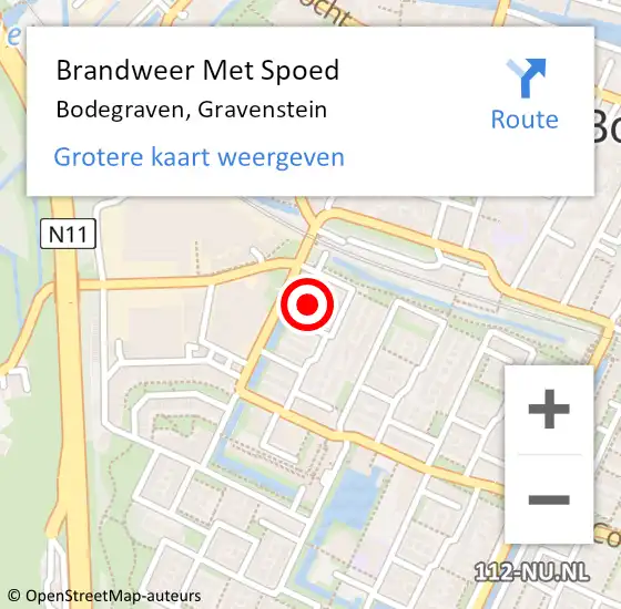 Locatie op kaart van de 112 melding: Brandweer Met Spoed Naar Bodegraven, Gravenstein op 31 december 2024 23:34