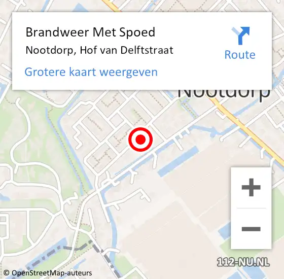 Locatie op kaart van de 112 melding: Brandweer Met Spoed Naar Nootdorp, Hof van Delftstraat op 31 december 2024 23:46