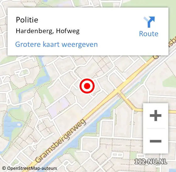 Locatie op kaart van de 112 melding: Politie Hardenberg, Hofweg op 31 december 2024 23:47