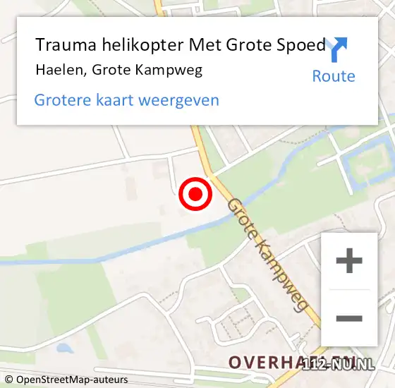 Locatie op kaart van de 112 melding: Trauma helikopter Met Grote Spoed Naar Haelen, Grote Kampweg op 31 december 2024 23:53