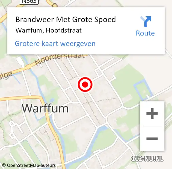 Locatie op kaart van de 112 melding: Brandweer Met Grote Spoed Naar Warffum, Hoofdstraat op 31 december 2024 23:56