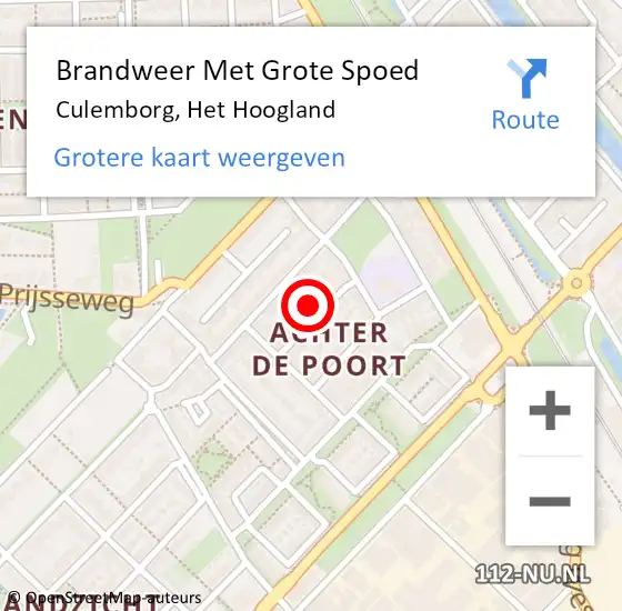 Locatie op kaart van de 112 melding: Brandweer Met Grote Spoed Naar Culemborg, Het Hoogland op 31 december 2024 23:58