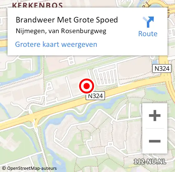 Locatie op kaart van de 112 melding: Brandweer Met Grote Spoed Naar Nijmegen, van Rosenburgweg op 31 december 2024 23:58