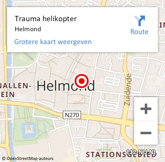 Locatie op kaart van de 112 melding: Trauma helikopter Helmond op 1 januari 2025 00:08