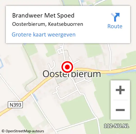 Locatie op kaart van de 112 melding: Brandweer Met Spoed Naar Oosterbierum, Keatsebuorren op 1 januari 2025 00:08