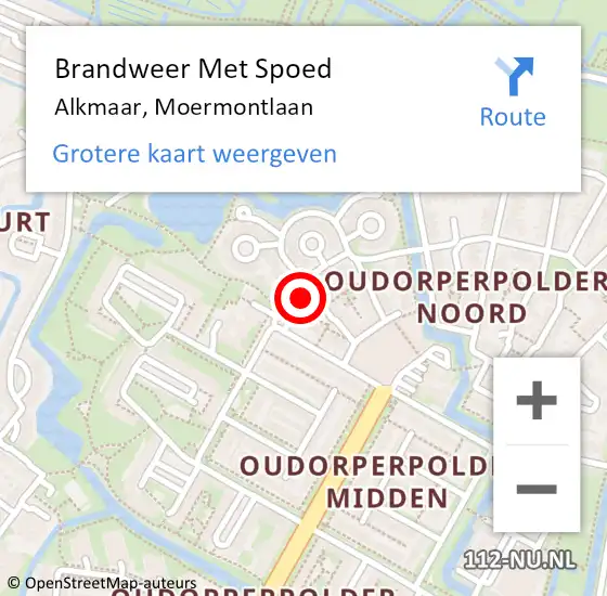 Locatie op kaart van de 112 melding: Brandweer Met Spoed Naar Alkmaar, Moermontlaan op 1 januari 2025 00:10