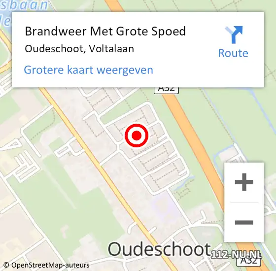 Locatie op kaart van de 112 melding: Brandweer Met Grote Spoed Naar Oudeschoot, Voltalaan op 1 januari 2025 00:15