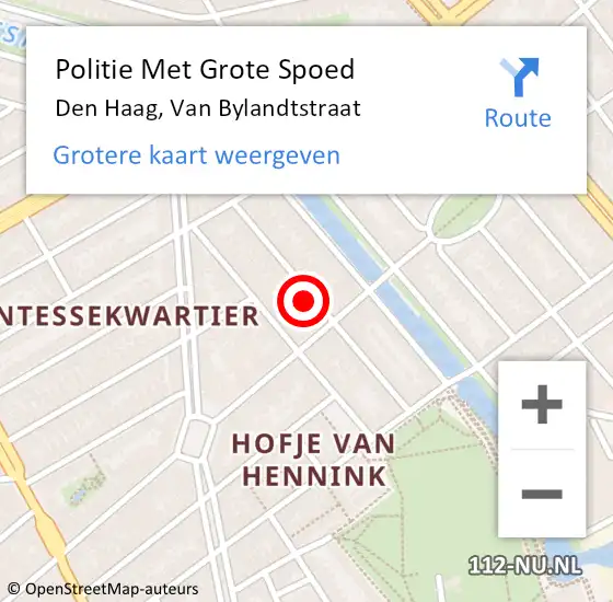 Locatie op kaart van de 112 melding: Politie Met Grote Spoed Naar Den Haag, Van Bylandtstraat op 1 januari 2025 00:17