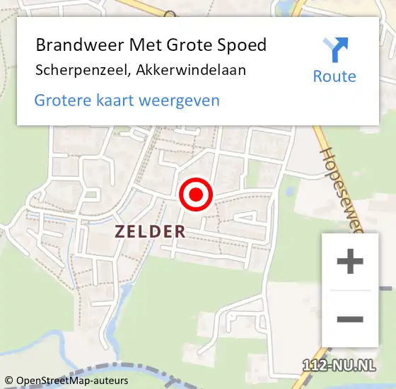 Locatie op kaart van de 112 melding: Brandweer Met Grote Spoed Naar Scherpenzeel, Akkerwindelaan op 1 januari 2025 00:17