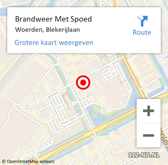 Locatie op kaart van de 112 melding: Brandweer Met Spoed Naar Woerden, Blekerijlaan op 1 januari 2025 00:18