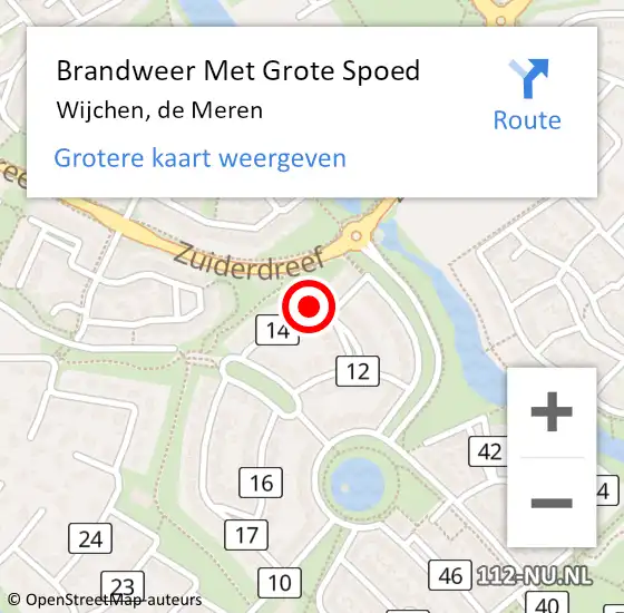 Locatie op kaart van de 112 melding: Brandweer Met Grote Spoed Naar Wijchen, de Meren op 1 januari 2025 00:19