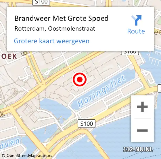 Locatie op kaart van de 112 melding: Brandweer Met Grote Spoed Naar Rotterdam, Oostmolenstraat op 1 januari 2025 00:21