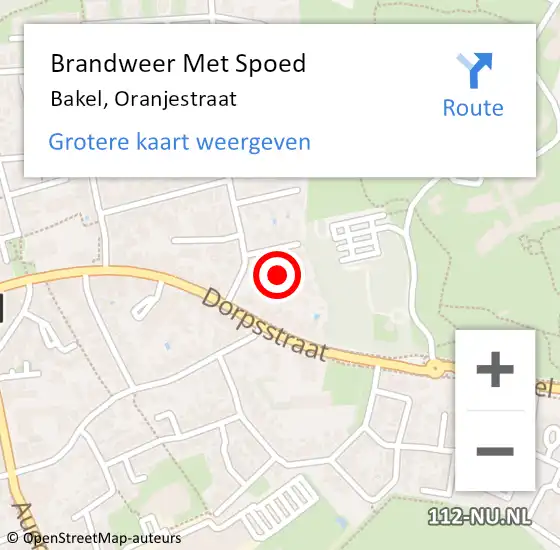 Locatie op kaart van de 112 melding: Brandweer Met Spoed Naar Bakel, Oranjestraat op 1 januari 2025 00:21