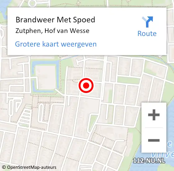 Locatie op kaart van de 112 melding: Brandweer Met Spoed Naar Zutphen, Hof van Wesse op 1 januari 2025 00:24