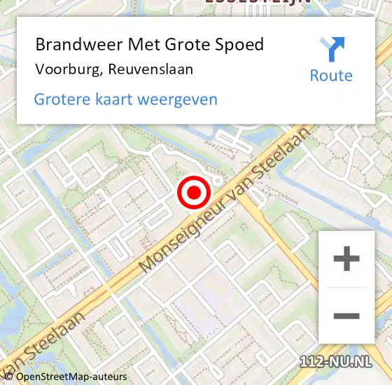 Locatie op kaart van de 112 melding: Brandweer Met Grote Spoed Naar Voorburg, Reuvenslaan op 1 januari 2025 00:25