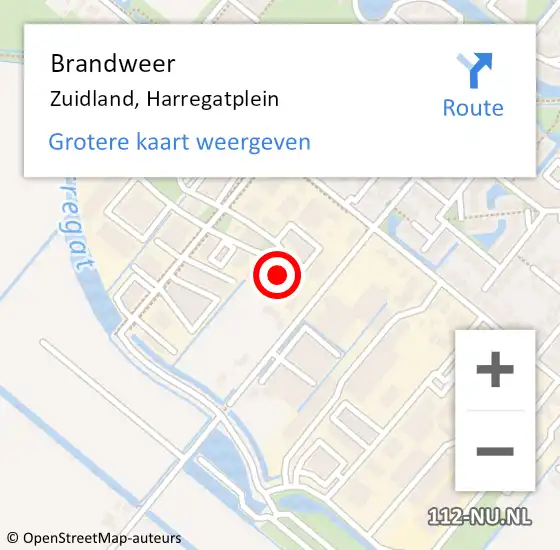 Locatie op kaart van de 112 melding: Brandweer Zuidland, Harregatplein op 1 januari 2025 00:28