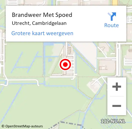 Locatie op kaart van de 112 melding: Brandweer Met Spoed Naar Utrecht, Cambridgelaan op 1 januari 2025 00:31