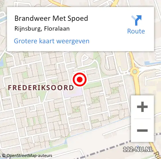 Locatie op kaart van de 112 melding: Brandweer Met Spoed Naar Rijnsburg, Floralaan op 1 januari 2025 00:33