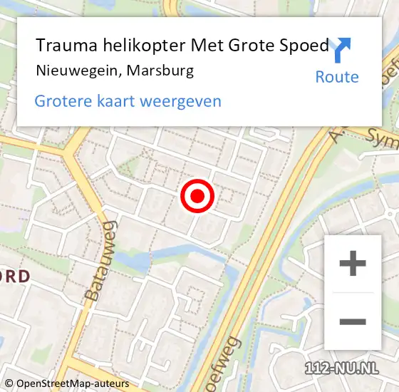 Locatie op kaart van de 112 melding: Trauma helikopter Met Grote Spoed Naar Nieuwegein, Marsburg op 1 januari 2025 00:33