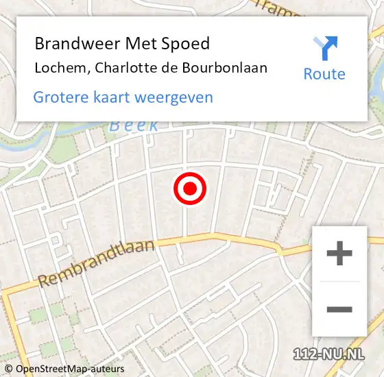 Locatie op kaart van de 112 melding: Brandweer Met Spoed Naar Lochem, Charlotte de Bourbonlaan op 1 januari 2025 00:34