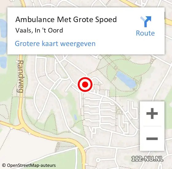 Locatie op kaart van de 112 melding: Ambulance Met Grote Spoed Naar Vaals, In 't Oord op 1 november 2014 11:03