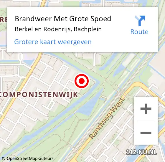 Locatie op kaart van de 112 melding: Brandweer Met Grote Spoed Naar Berkel en Rodenrijs, Bachplein op 1 januari 2025 00:37