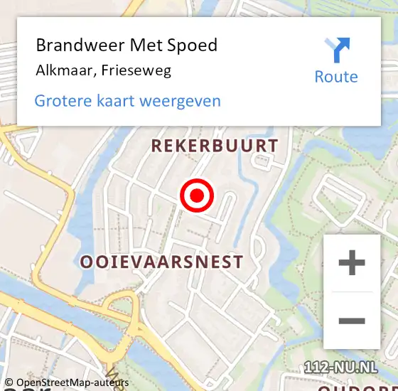 Locatie op kaart van de 112 melding: Brandweer Met Spoed Naar Alkmaar, Frieseweg op 1 januari 2025 00:38