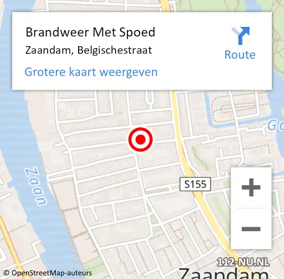 Locatie op kaart van de 112 melding: Brandweer Met Spoed Naar Zaandam, Belgischestraat op 1 januari 2025 00:42