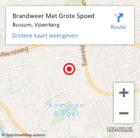 Locatie op kaart van de 112 melding: Brandweer Met Grote Spoed Naar Bussum, Vijverberg op 1 januari 2025 00:43