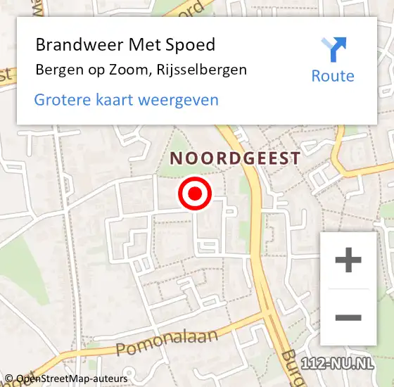 Locatie op kaart van de 112 melding: Brandweer Met Spoed Naar Bergen op Zoom, Rijsselbergen op 1 januari 2025 00:47