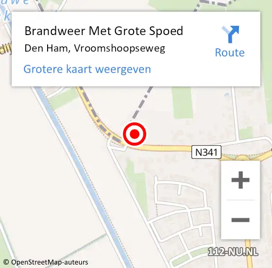 Locatie op kaart van de 112 melding: Brandweer Met Grote Spoed Naar Den Ham, Vroomshoopseweg op 1 januari 2025 00:49