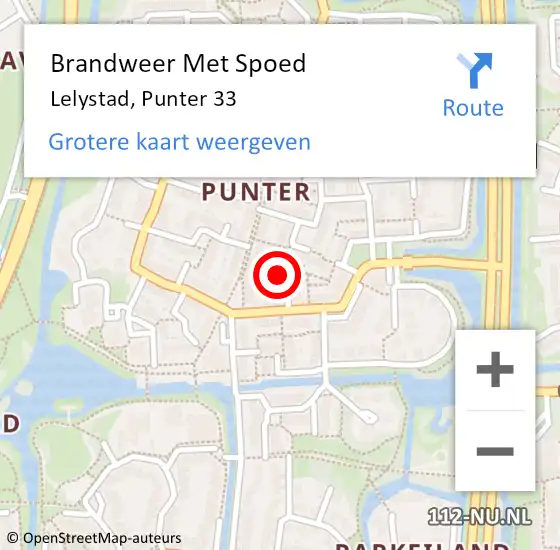 Locatie op kaart van de 112 melding: Brandweer Met Spoed Naar Lelystad, Punter 33 op 1 januari 2025 00:50