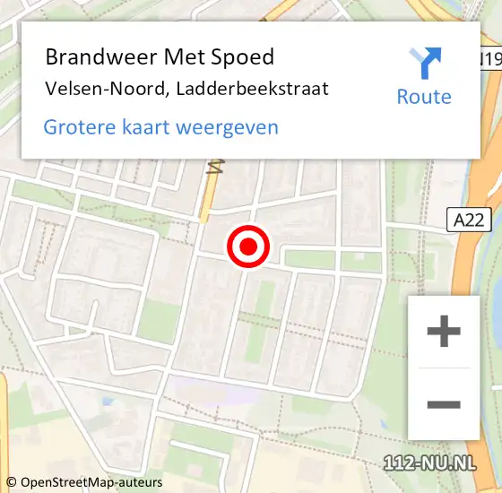 Locatie op kaart van de 112 melding: Brandweer Met Spoed Naar Velsen-Noord, Ladderbeekstraat op 1 januari 2025 00:52