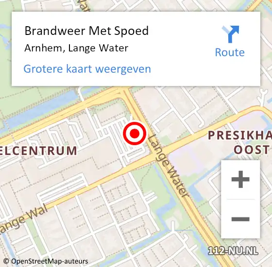 Locatie op kaart van de 112 melding: Brandweer Met Spoed Naar Arnhem, Lange Water op 1 januari 2025 00:52