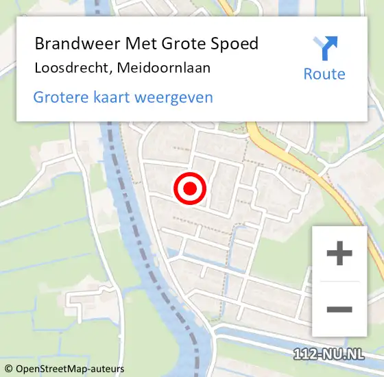 Locatie op kaart van de 112 melding: Brandweer Met Grote Spoed Naar Loosdrecht, Meidoornlaan op 1 januari 2025 00:53